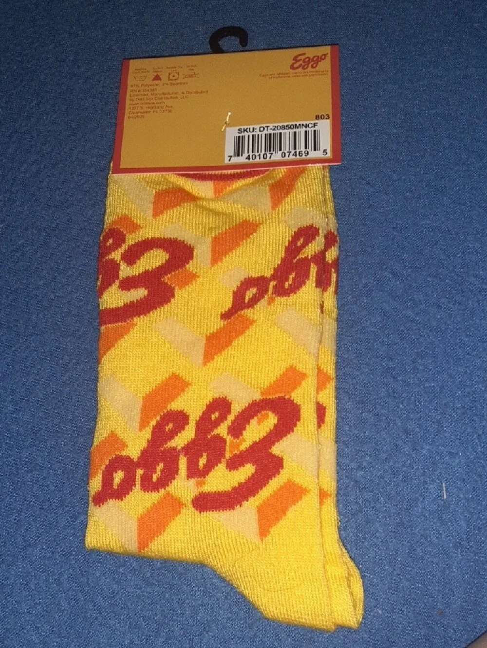 Eggo Men's Yellow Crew Socks with Red Logo